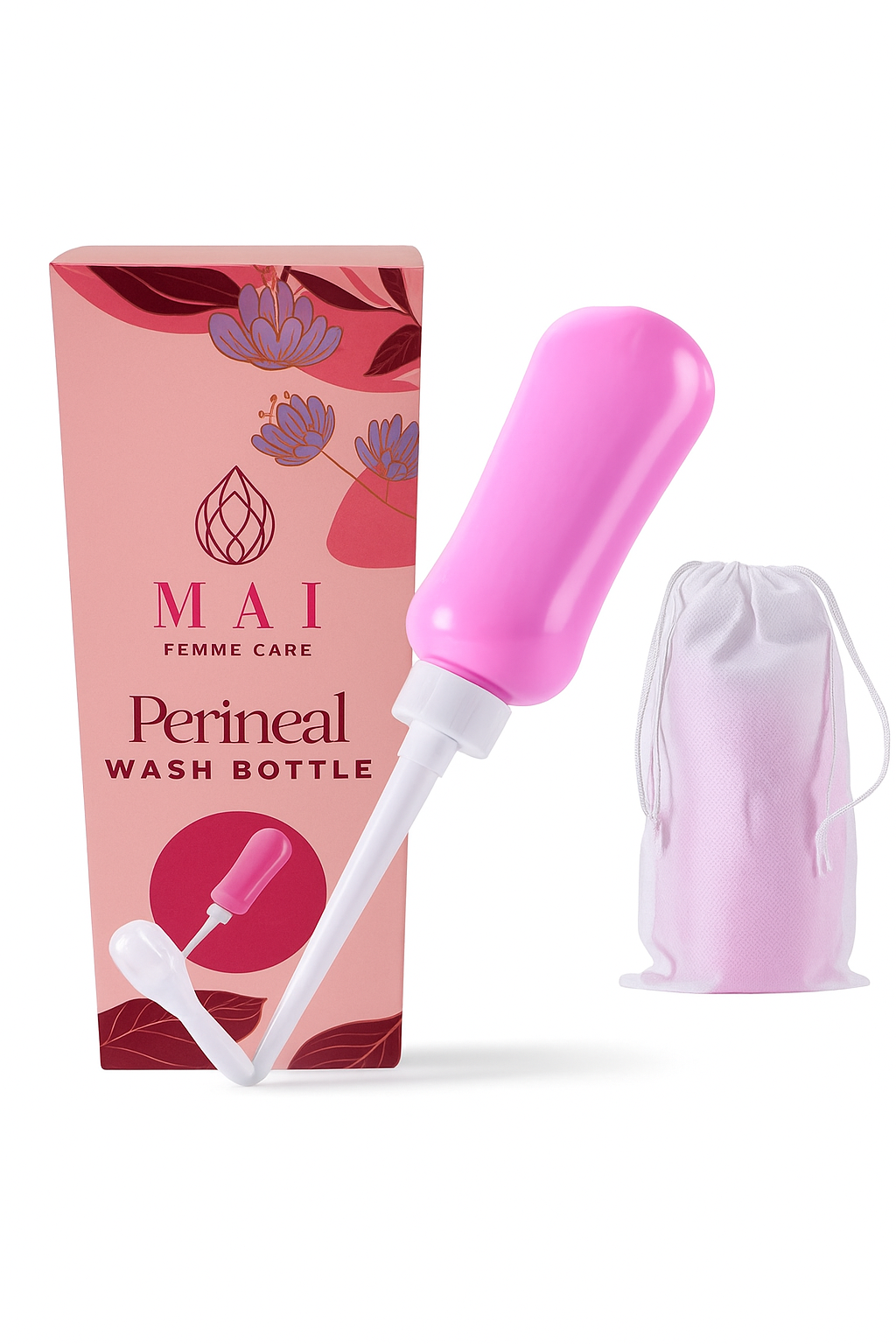 Upside‑Down Peri Bottle 450 ml – Angled Nozzle + Travel Bag – Postpartum/Menstrual/Elderly Care