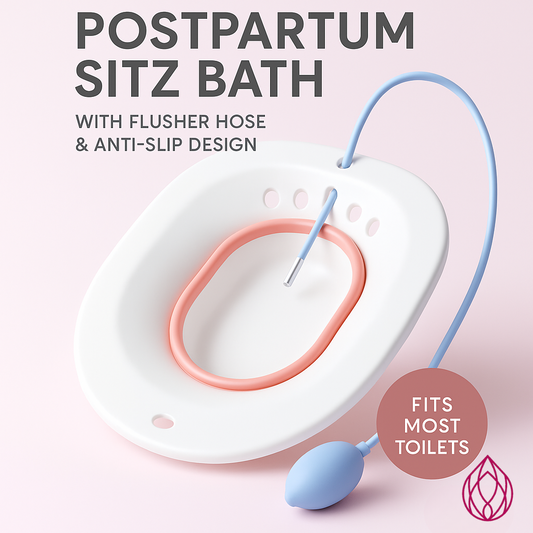 Soothing Sitz Bath for Postpartum, Hemorrhoid & Perineal Relief – Fits Most Toilets | Includes Flusher Hose & Storage Hook | MAI Femme Care